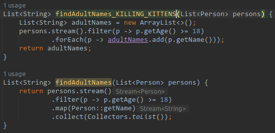 Everytime you modify an external data structure as a side effect of a Stream traversal a kitten dies 😢