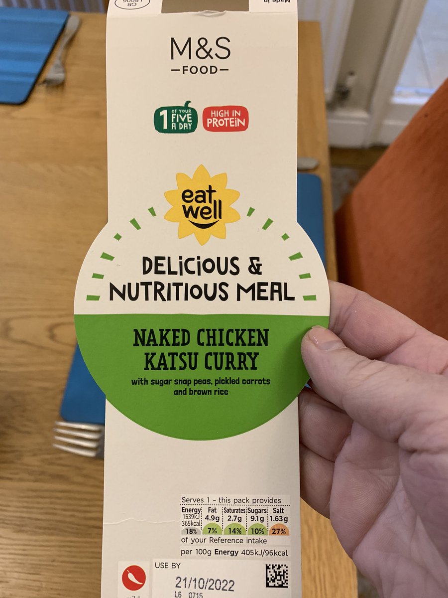 stephelloyd's tweet photo. Todays ready meal review, I was not sure on the look or smell BUT this has been the nicest so far, only comment would be remove the sugar snap peas before cooking as nuked peas are horrible, @marksandspencer  creamy curry and good flavour - would I eat it again? Yes https://t.co/fBiiC2DYPK