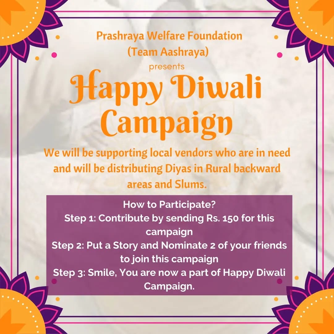 Anushka7935's tweet photo. @Aashraya_07 “Once you choose hope, nothing’s impossible.”

To brighten up the lives of people with joy and happiness, Prashraya Welfare Foundation (Team Aashraya) is initiating the “HAPPY DIWALI CAMPAIGN”🌻🌟
Intrigued? https://t.co/H60W3Fzt6u