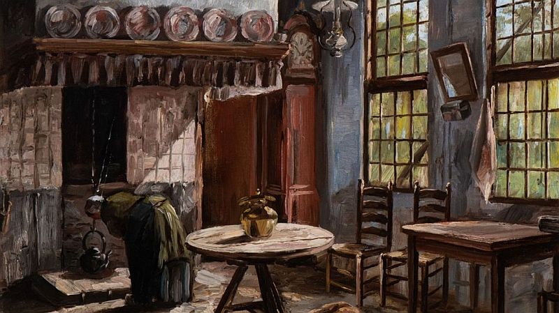Wat tof! Een mede-organisator van de Zwarte Cross gaf dit 'Boereninterieur met haard in de Achterhoek' in lang bruikleen aan <a href="/VillaMondriaan/">Museum Villa Mondriaan</a>. Je zou het niet direct denken: Mondriaan schilderde het toen hij nog in Winterswijk woonde, voordat zijn werk steeds abstracter werd.