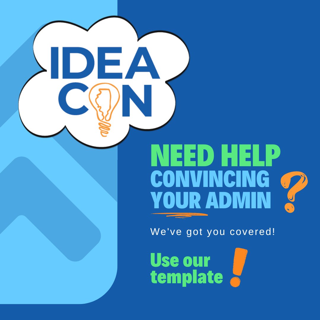 #IDEAcon registration is open, and you can even take advantage of early bird pricing right now! Need help convincing your admin that this is an excellent investment? Let us help! 
1. Use the link to access the template. ideail.org/go2ideacon
2. Make a copy.
3. Personalize it!