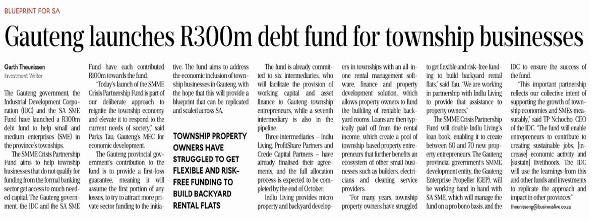 The R300m SMME Crisis  Partnership Fund aims to help township businesses that do not qualify for bank loans. 

Read more below:
#SMSMEFund #SME #SMME #SouthAfrica