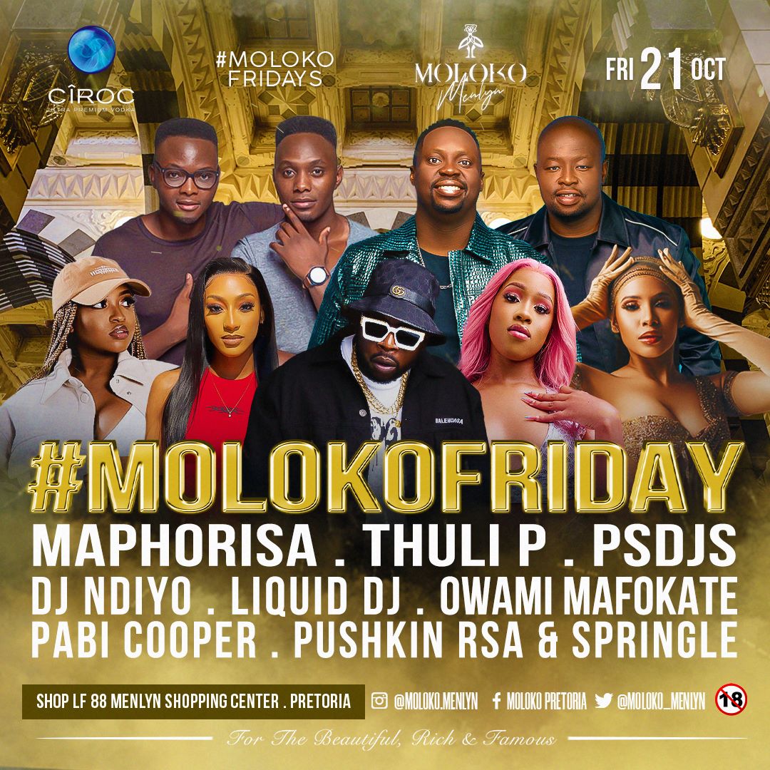 _MsFuture_Aiko's tweet photo. #MolokoFridays presents 

@dj_ndiyo
@sbokhuzy
@owamimafokate
@realpushkin_rsa
@boontle_rsa
@sphectecula
@djnaves
@springlespringstar
@djyeankeyz
@poizondj
@DjMaphorisa
@Thuli_P

DOORS OPEN AT 23:00 | DRESS TO IMPRESS 👗👞

@Moloko_Menlyn  #MolokoIsTheBest
#MolokoBirthdayMonth https://t.co/7n1ag95BsW