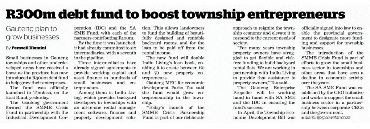 Small businesses in Gauteng townships get a boost as the Gauteng Provincial Government, the IDC and the SA SME Fund launch a R300m debt fund to help drive township business. #SMSMEFund #SME #SMME #SouthAfrica