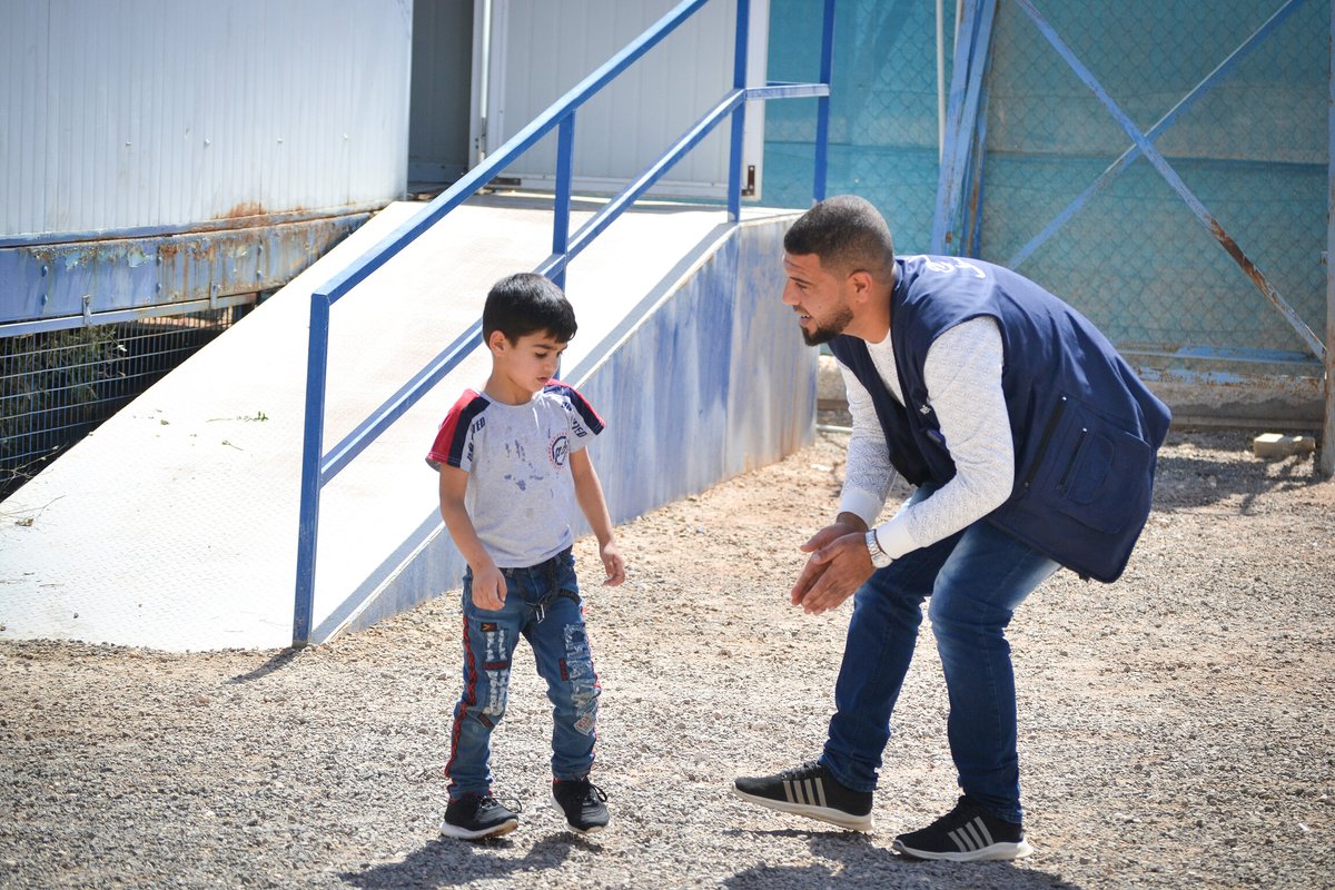 'This opportunity has helped me to develop new skills and improve my psychological wellbeing' Majed, 31, is an Administrative Assistant Volunteer in a school in Azraq Camp. #UNICEFThanks to @KfW_FZ_int & @EUinJordan for supporting quality education services for refugees.