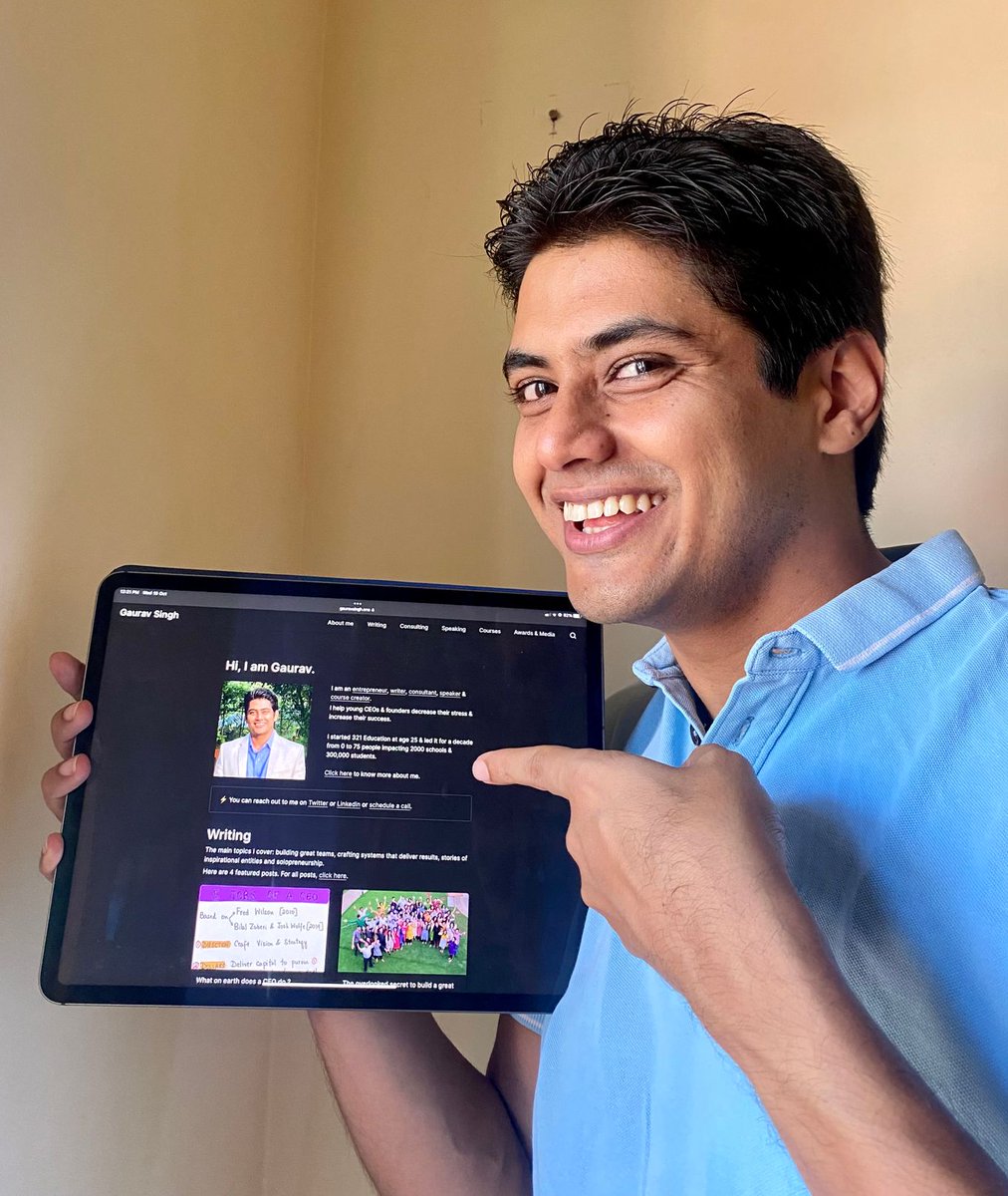 gauravsingh961's tweet photo. In 2007 a wise person told me: “Build your personal website”

I didn’t then, but 15 years later, I finally have.

“The best time to plant a tree was 15 years ago. The 2nd best time is now.”

I built this site on my own using @NotionHQ &amp; @super_

Here’s WHY &amp; HOW I built it 👇 https://t.co/wBlRKKtfr3