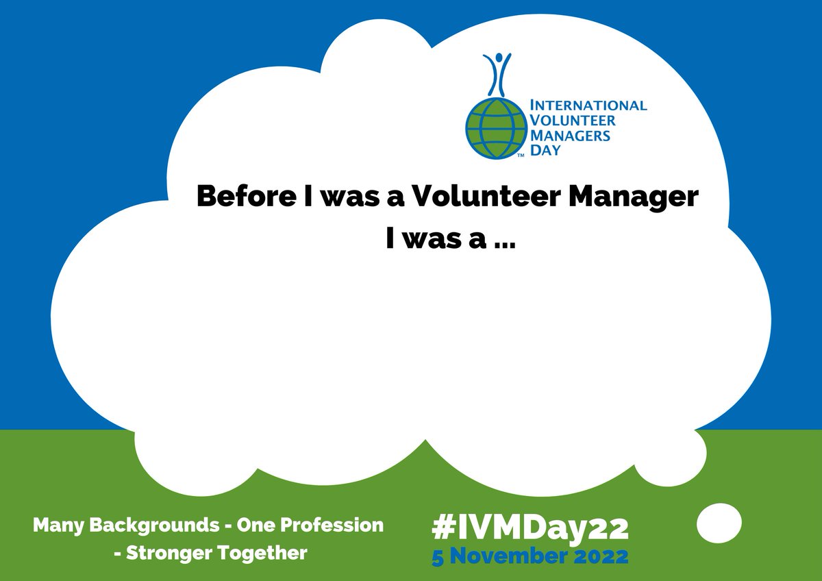 #Lovols, let's celebrate #IVMDay!
🌍 Print the poster. Take a selfie letting the world know your profession before you became a Volunteer Manager.
🌎 Post the selfie to your Twitter, tag Engage, use #IVMDay22 
🌏 We'll amplify your story ahead of November 5.