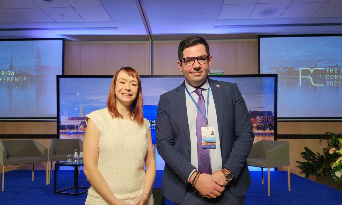 NikolozKhatiash's tweet photo. In the framework of the #RigaConference, had a very interesting conversation with the policy planning chief of @NATO @benedettabertiw . Discussed #NATO 🇬🇪 relations, future perspectives, #NATO2022 #StrategicConcept and #BlackSeaSecurity. #MoreNATOinGeorgia https://t.co/LDak8TDF5E