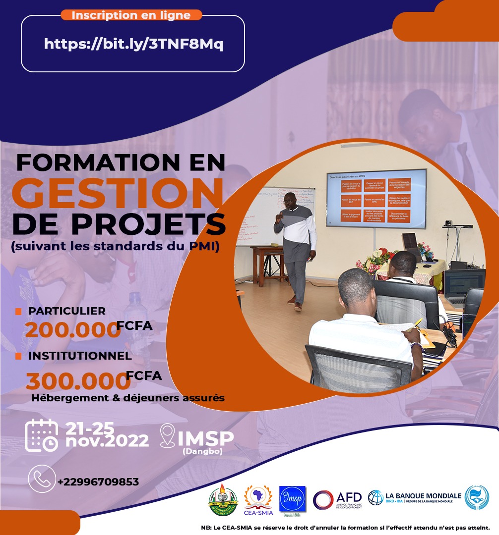 Les inscriptions sont ouvertes sur le site du @cea_sma Date limite d'application: 28 octobre 2022. Veuillez-vous inscrire via ceasma-benin.org/htdocs/formati…)