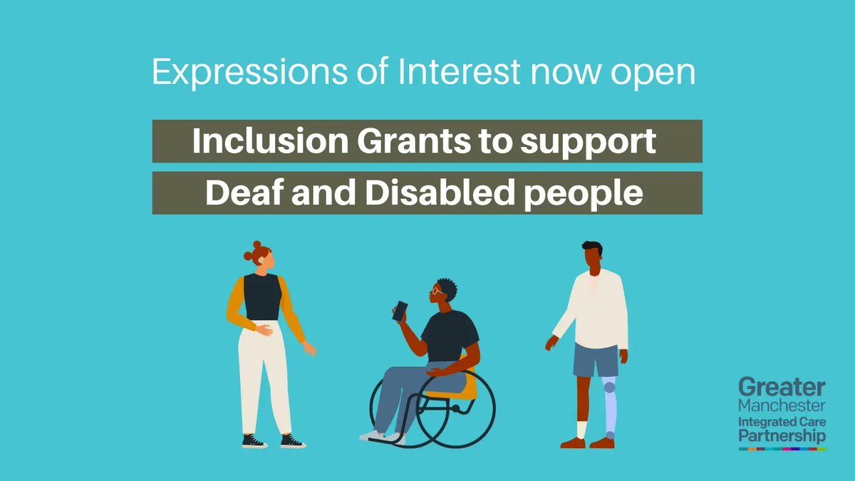 GMCVO (@gmcvo) on Twitter photo NEW GRANTS PROGRAMME
With funding from <a href="/GM_ICP/">GM Integrated Care Partnership</a>, our new strategic grants programme will fund work to encourage a change in the narrative around disability by improving accessibility and inclusion for Deaf and disabled people.
Find out more: buff.ly/3MKnsOT NEW GRANTS PROGRAMME
With funding from <a href="/GM_ICP/">GM Integrated Care Partnership</a>, our new strategic grants programme will fund work to encourage a change in the narrative around disability by improving accessibility and inclusion for Deaf and disabled people.
Find out more: buff.ly/3MKnsOT