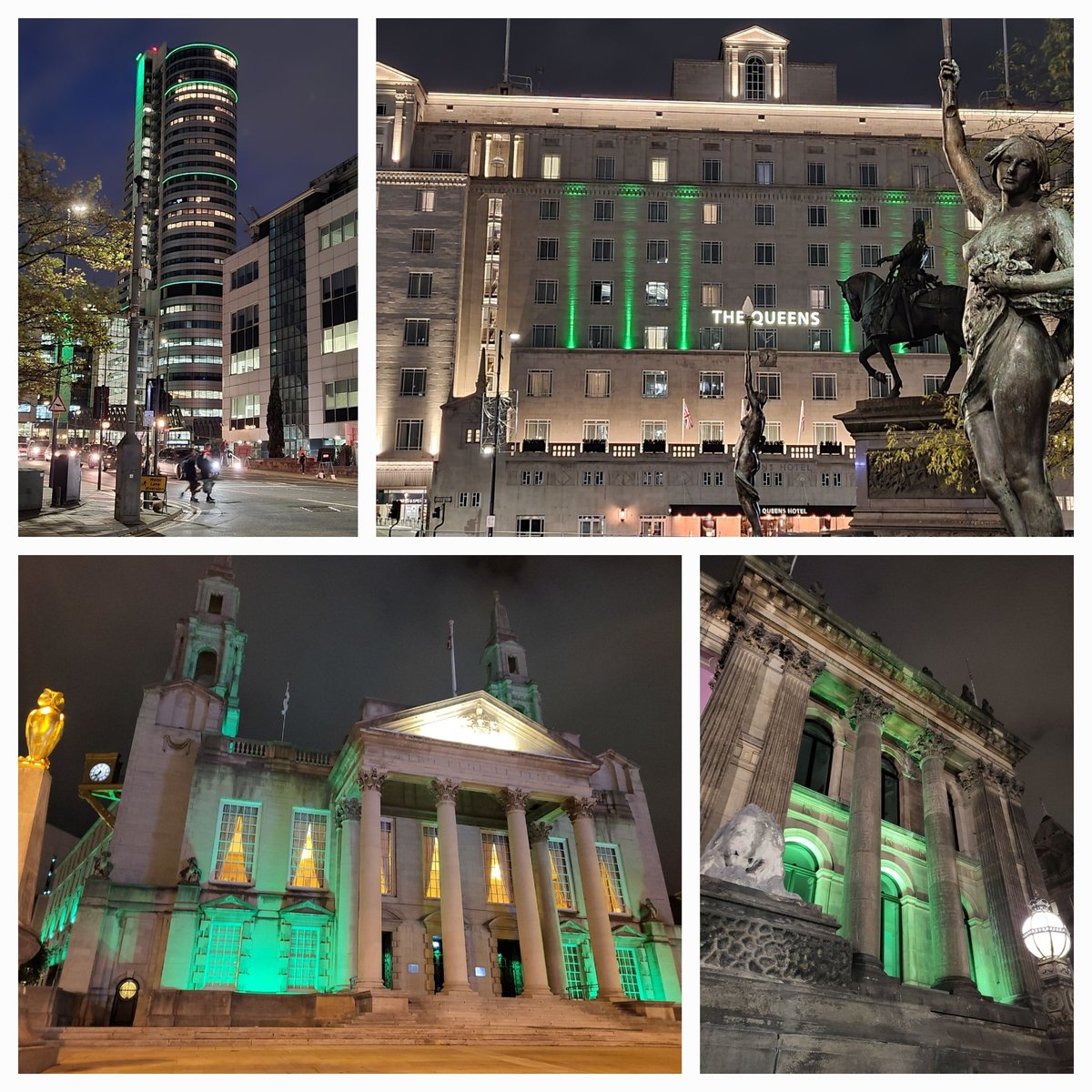 LeedsRecycles's tweet photo. We are turning the city green.... here's some of our iconic Leeds buildings supporting #RecycleWeek by turning their building lights green #RecycleWeek22 #GreenForRecycleWeek #Recycle #GetReal https://t.co/XjZWBG75ab