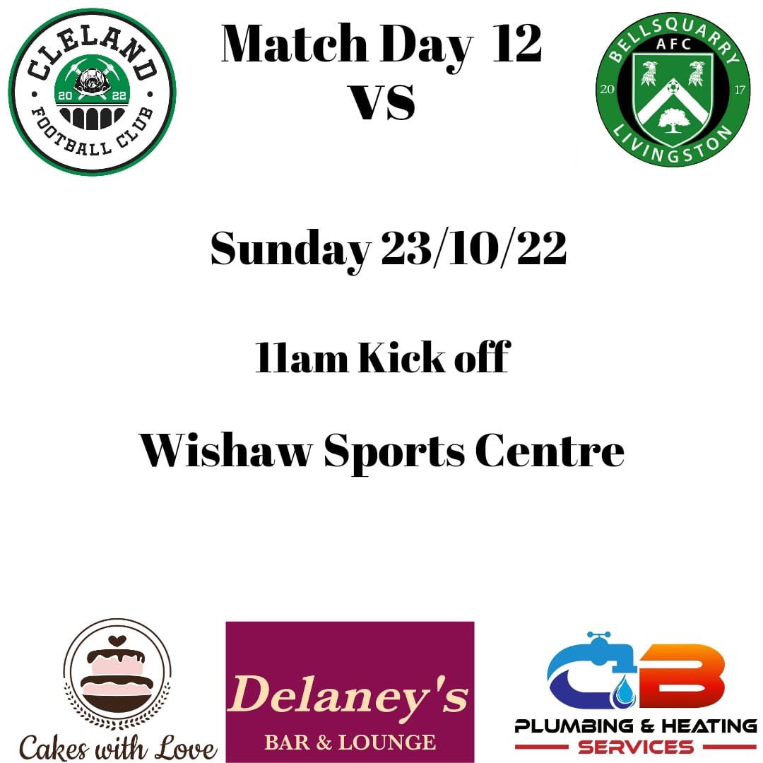 ClelandFC's tweet photo. Match day 12 in the league see’s us take on Bellsquarry hoping to make it 6 wins in our last 6 games. 
Any support as always is appreciated 

🟢⚪️⚫️ https://t.co/tGPaBpzdS7
