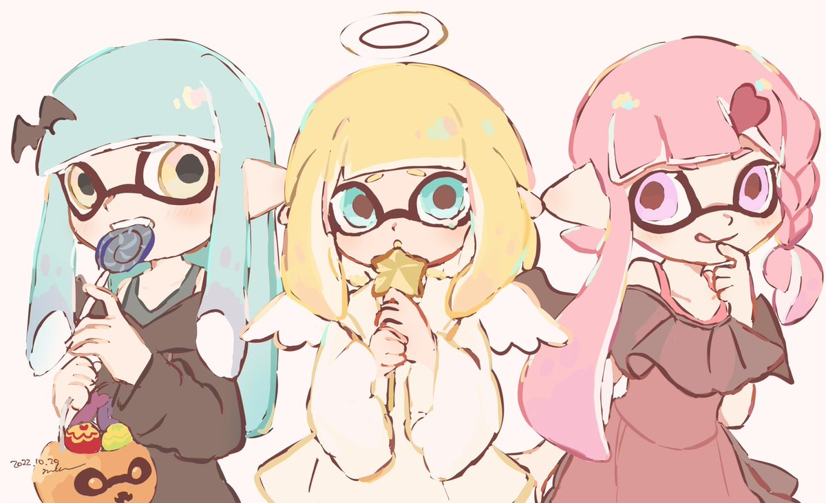 インクリング ,イカガール(スプラトゥーン) 「フォロワーが考えてくれた衣装可愛いというパステル組 #スプラトゥーンイラスト 」|🤎mkt🤍のイラスト
