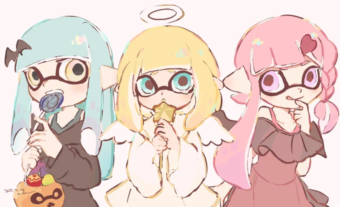 フォロワーが考えてくれた衣装可愛いというパステル組 #スプラトゥーンイラスト 