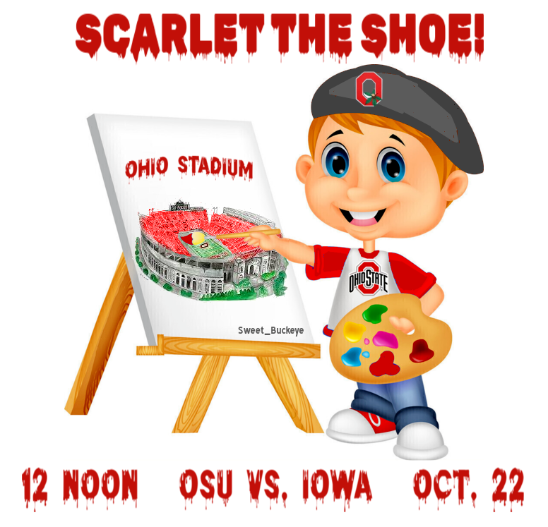 SusanSweet44's tweet photo. Man, the days before Ohio State plays are creeping along at the speed of slug. Scarlet the Shoe on Saturday, folks!! #OhioState #GoBucks #ScarletTheShoe #BeatHawkeyes https://t.co/gwZZ8TepS5