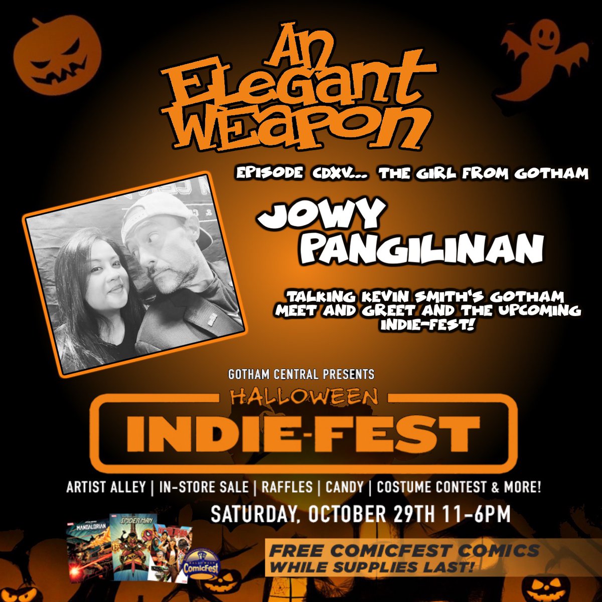 Over the next week we’ll be featuring creators who’ll be in attendance at <a href="/gothamcentralcc/">Gotham Central Comics & Collectibles</a> Indie-Fest on Oct 29th! To start, the girl from Gotham herself, Jowy Pangilinan sits in to re-cap the recent <a href="/ThatKevinSmith/">KevinSmith</a> Meet and Greet and get hyped for Indie-Fest!  #podcast #comics