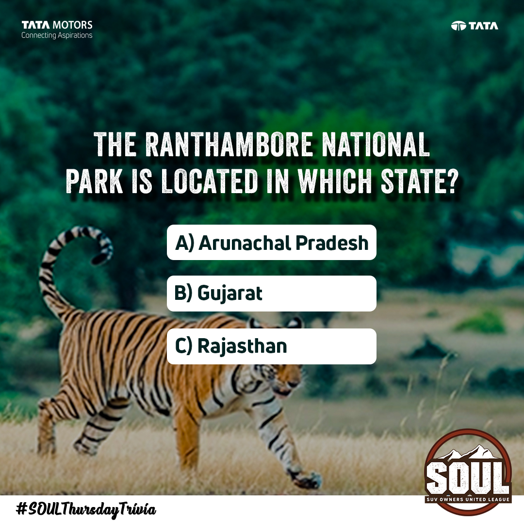 TataMotors_Cars's tweet image. Hey SOUL adventure seekers, #ThursdayTrivia is back again with another tricky one. ​
Guess the right answer and comment below.​
​
#DriveWithSOUL #SOULThursdayTrivia #ConnectWithSOUL #AboveAll #TataHarrier #Harrier #ReclaimYourLife #TataSafari #Safari #TataMotorsPassengerVehicles