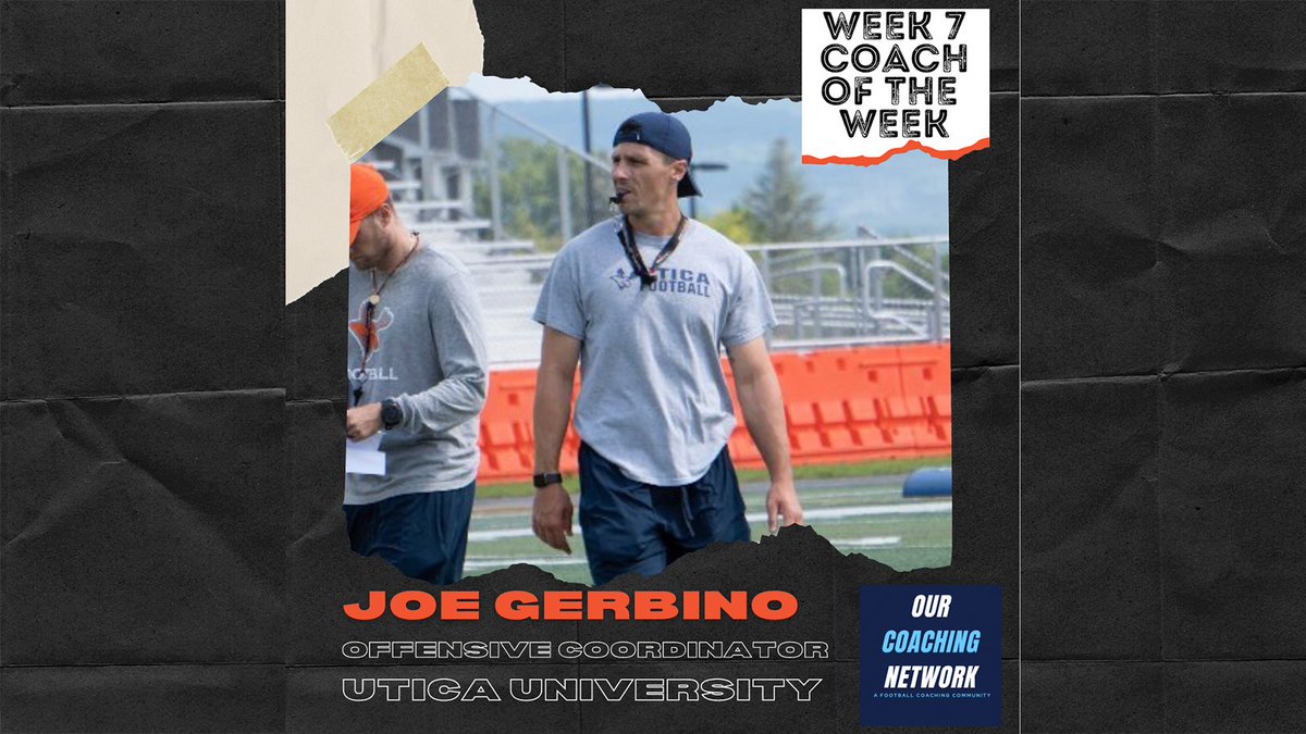 🏈Impressive Member Spotlight🏈 Congrats to Our Coaching Network Member & @Utica_Football Offensive Coordinator & QB Coach @CoachGerbino on a great week for his guys👏 And QB @braedenz7 was named Empire 8 Offensive Player of the Week going 20/26, on 324 yards & 4 TD 👏