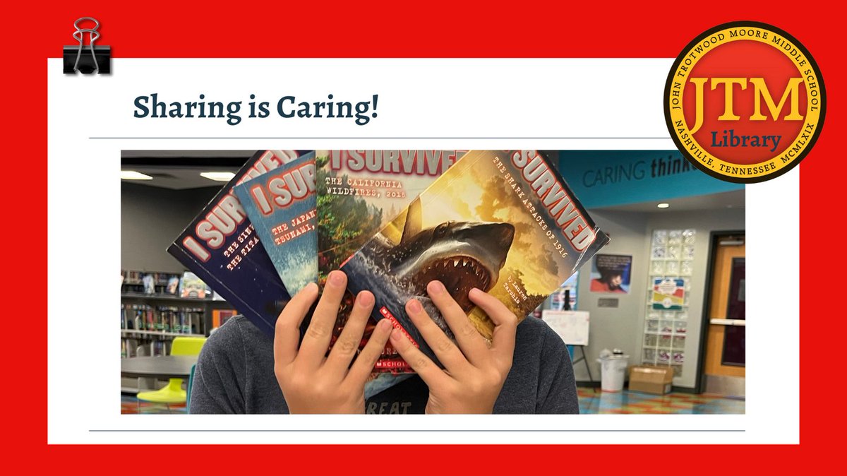 jtmoorelibrary's tweet photo. Sweet @JTMooreMS student donating books from his own collection to story-hungry classmates! I believe this particular matador has a connection with our @burrolibrary family! What a joy to be near. #ReadMoore #ShareMoore @MNPSLibraries https://t.co/W3BlE3umz2