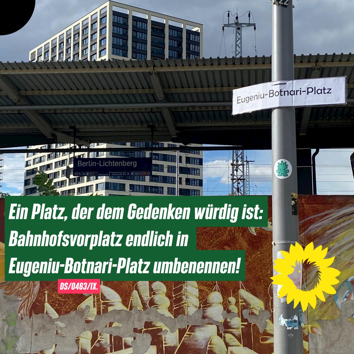 gruene_bvv_lbg's tweet photo. 2016 starb #EugeniuBotnari an den Folgen eines rassistisch und sozialchauvinistisch motivierten Angriffs. Wir wollen diesem Opfer rechter Gewalt endlich würdevoll gedenken. Daher fordern wir den Vorplatz am Bahnhof Lichtenberg in Eugeniu-Botnari-Platz umzubenennen. #bvvlbg (3/6) https://t.co/51jq5XDT2V