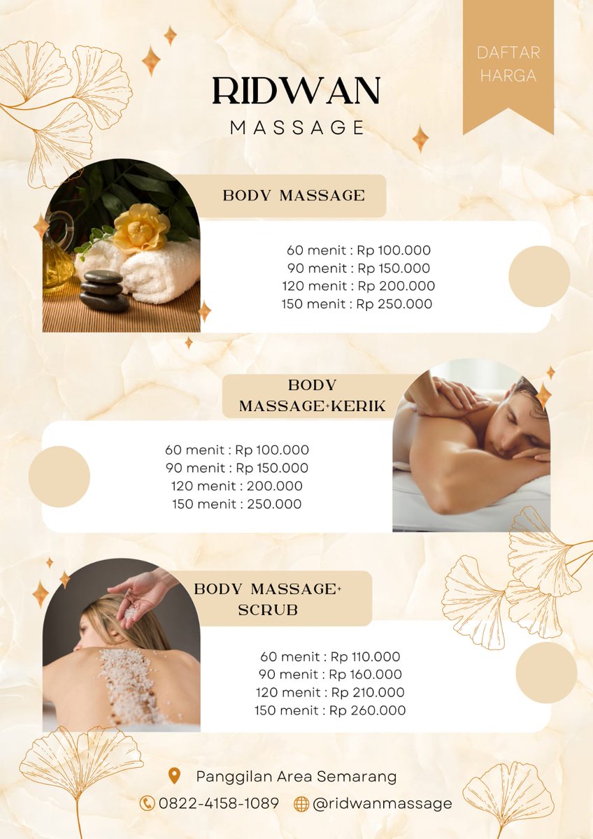 #pijatprofesional
#pijatsemarang
#pijatenak
#pijatpria
#pijatwanita
#pijatpasutri
#massagesemarang 
#pijatjogja
#pijatrefleksisemarang
#pijatkeluarga
#pijatsehat
Aktif 24jam