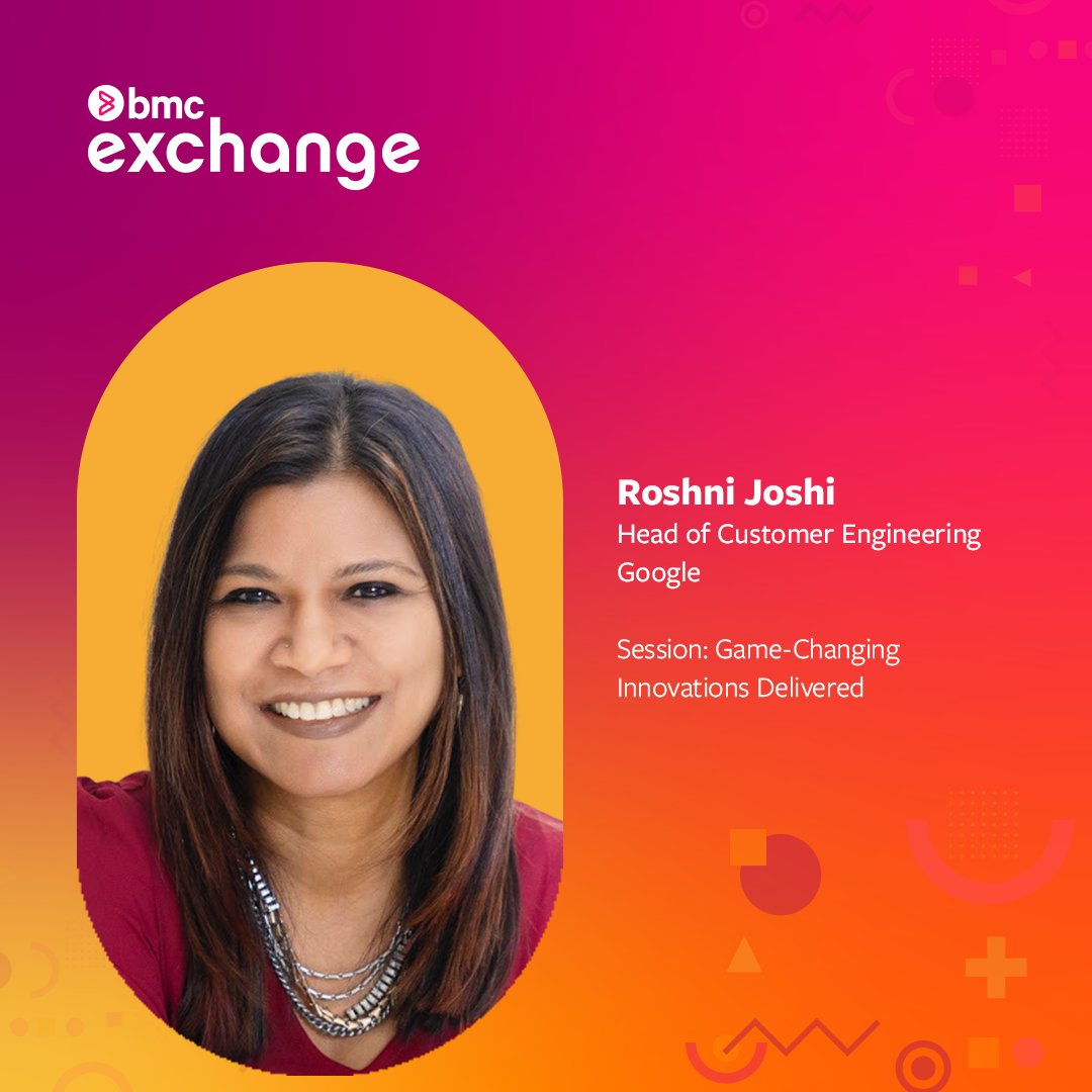 BMCSoftware's tweet photo. 5 days until #BMCExchange 2022. A session you can't miss on day one feat. Roshni Joshi, Head of Customer Engineering at @Google discusses the latest solutions that support the growth plans of every Autonomous Digital Enterprise. Register today > https://t.co/56KUKipK1e https://t.co/CM53v8cVPP