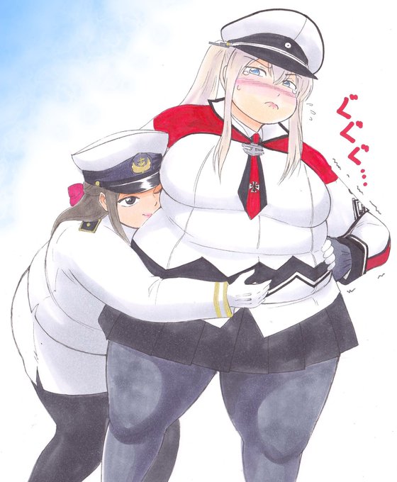 夜のぽちゃグラーフと提督絵 