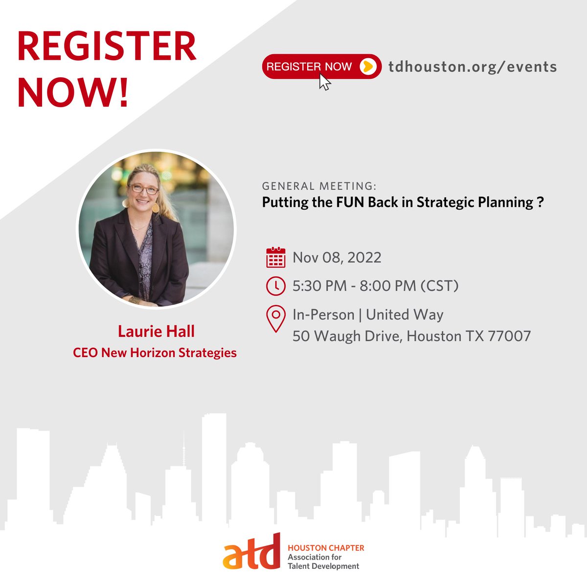 ATD Houston #ATDHou22 (@atdhouston) on Twitter photo Join us at the 11/8 in-person general meeting. Register at: tdhouston.org/event-5006648 <a href="/NHS_coach/">Laurie Hall</a> Join us at the 11/8 in-person general meeting. Register at: tdhouston.org/event-5006648 <a href="/NHS_coach/">Laurie Hall</a>