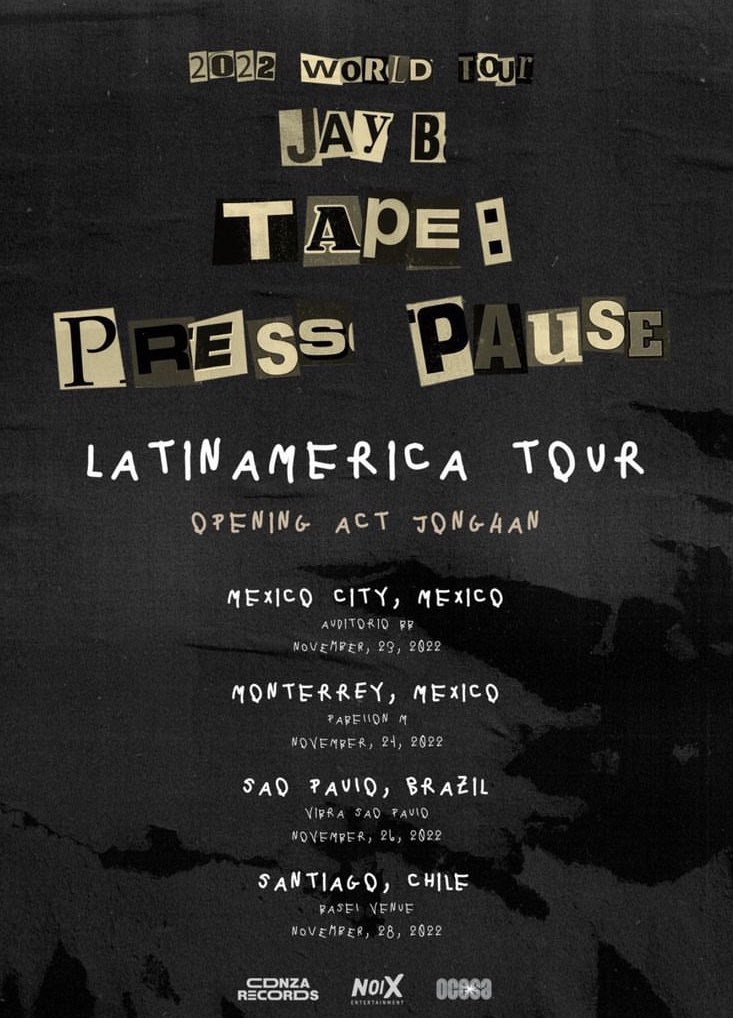 azonecl's tweet photo. โผ๏ธ @jaybnow_hr confirma su tour por Latino America โTape: Press Pauseโ
โจ Se presentarรก este 28 de Noviembre.
Produce Noix.
#JayB #JayBLatinAmerica #JayBChile #JayBinChile #JayBenChile https://t.co/G8ZHydHi2s