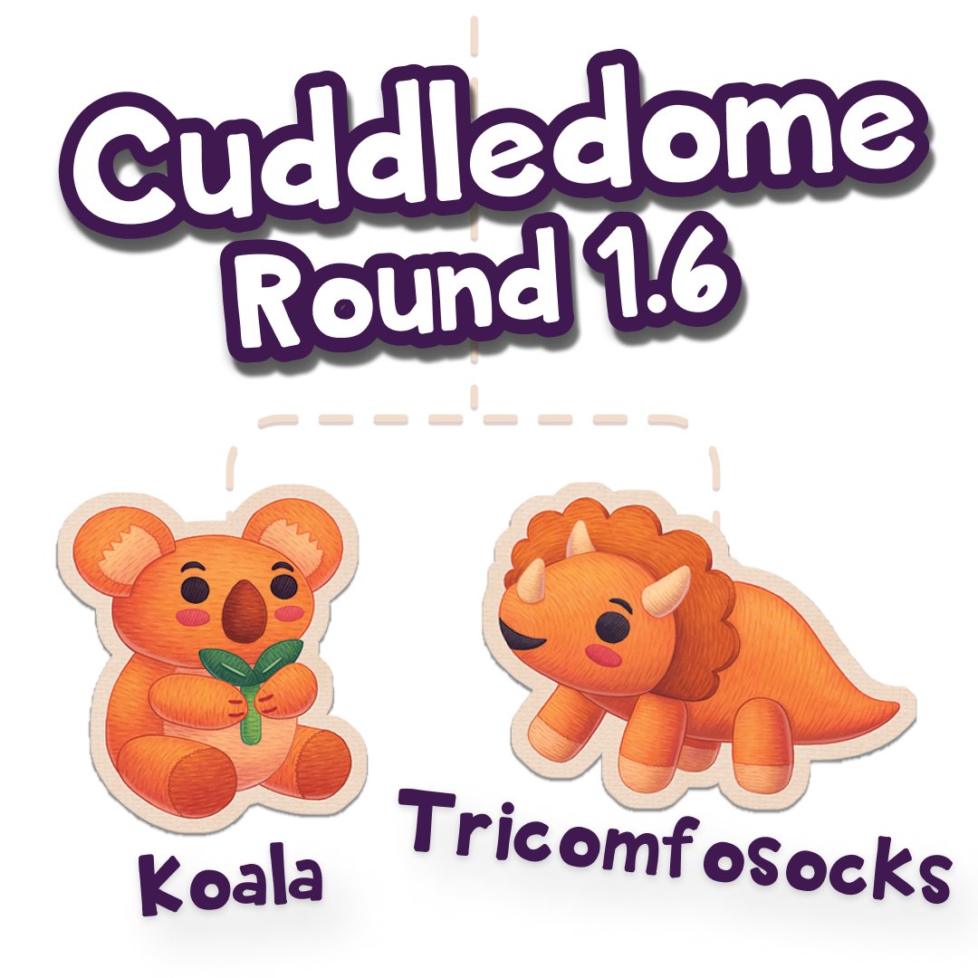 Which snuggly pal will you make next with your orange yarn? Everyone's favorite Eucalyptus snacker, the Koala, the darlingest dino, Tricomfosocks. Vote on which one you like better in the Cuddledome as part of our #ArchRavels campaign on #Backerkit. bit.ly/3va7SUT