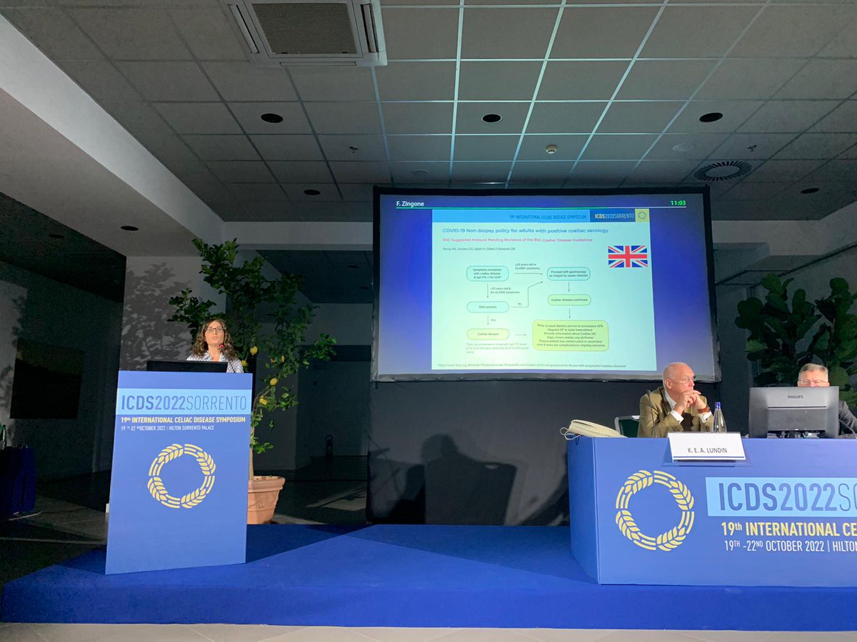 ZingoneFabiana's tweet photo. "Non biopsy strategy in adults with CeD" #icds2022 #CeliacDisease #ESsCD @carolinaciacci https://t.co/Sagj6K7Vup