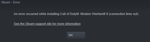 adelxfrost's tweet photo. #MWII #Steam 
Not able to make the update. https://t.co/Laf9EQNTdd