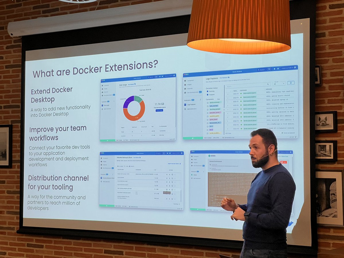 Comienza la #dockermeetup con <a href="/felipecruz/">Felipe Cruz</a> hablando sobre las Docker Extensions en las oficinas de <a href="/Liferay_es/">Liferay España</a>