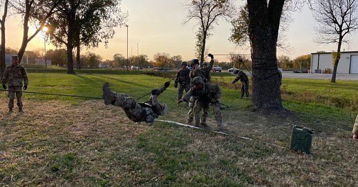 KU_ArmyROTC's tweet photo. Continuing with our recap of this weekendβs Ranger Challenge event. After their fitness test, the Cadets did a one-rope bridge. Then, they conducted a patrol lane.
#leaderswanted #decidetolead #rangerchallenge #3bde #3rdbdearmyrotc https://t.co/40O6qN1npp