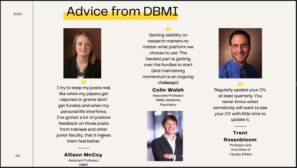 Advice about social media from @vumcdbmi faculty, including myself, <a href="/CWalshMD/">Colin Walsh</a>, and <a href="/trentrosenbloom/">S. Trent Rosenbloom</a> via <a href="/miagarch/">Mia Garchitorena, MA</a>