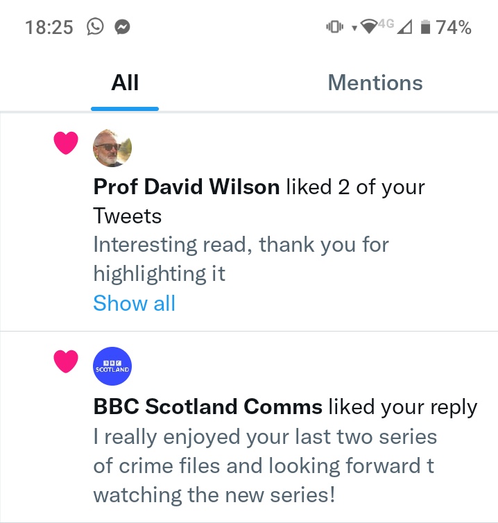 Completely fan girling over the fact <a href="/ProfDavidWilson/">Prof David Wilson</a> liked two of my comments! #criminology #fangirl #mademyday