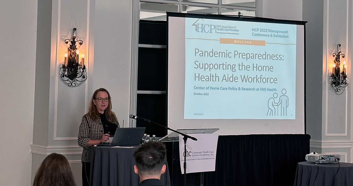 VNS Health’s Margaret McDonald and Jim Rolla, LMSW presented today at <a href="/NYSHCP/">HCP</a>'s HCP Management Conference. They discussed pandemic preparedness and how to better support home care agencies and home health aides moving forward.
