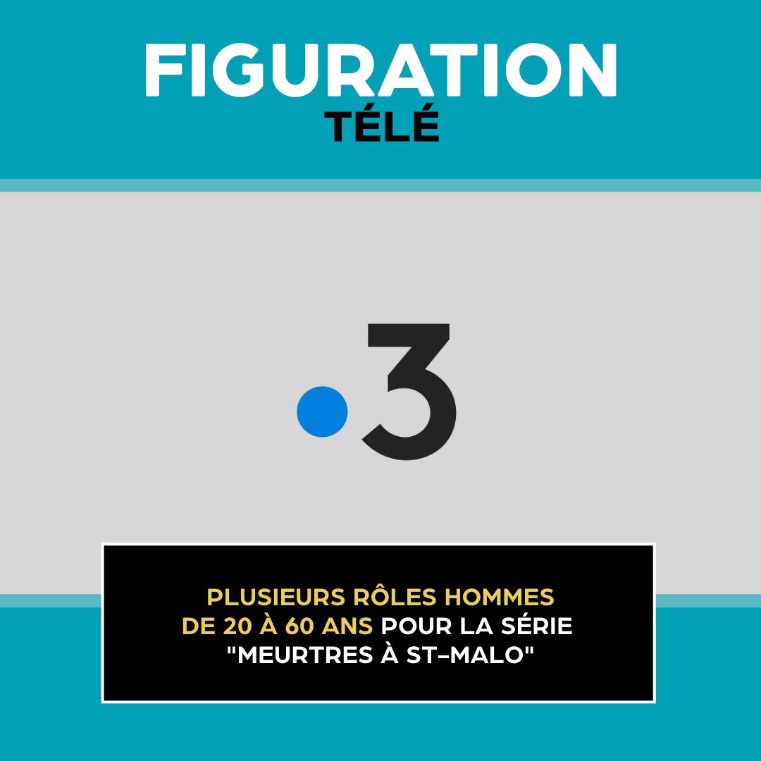 🎬📺  Pour le tournage du prochain « Meurtres à St-Malo, 10 ans plus tard », nous recherchons plusieurs comédien.ne.s qui soient résident.e.s de la Région Bretagne pour des petits rôles. #figuration #castingfrance 

▶️ Plus d'infos : bit.ly/3saAYSa