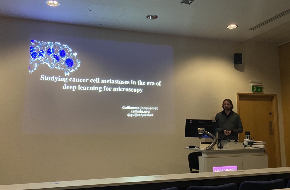 Fantastic talk from ⁦@guijacquemet⁩ today- cancer cell invasion, basement membranes &amp; fabulous image analysis tools. 🙏🙏 for visiting ⁦<a href="/wtccmr/">WTCCMR</a>⁩ with ⁦@hellyeh_h⁩ - safe ✈️ home