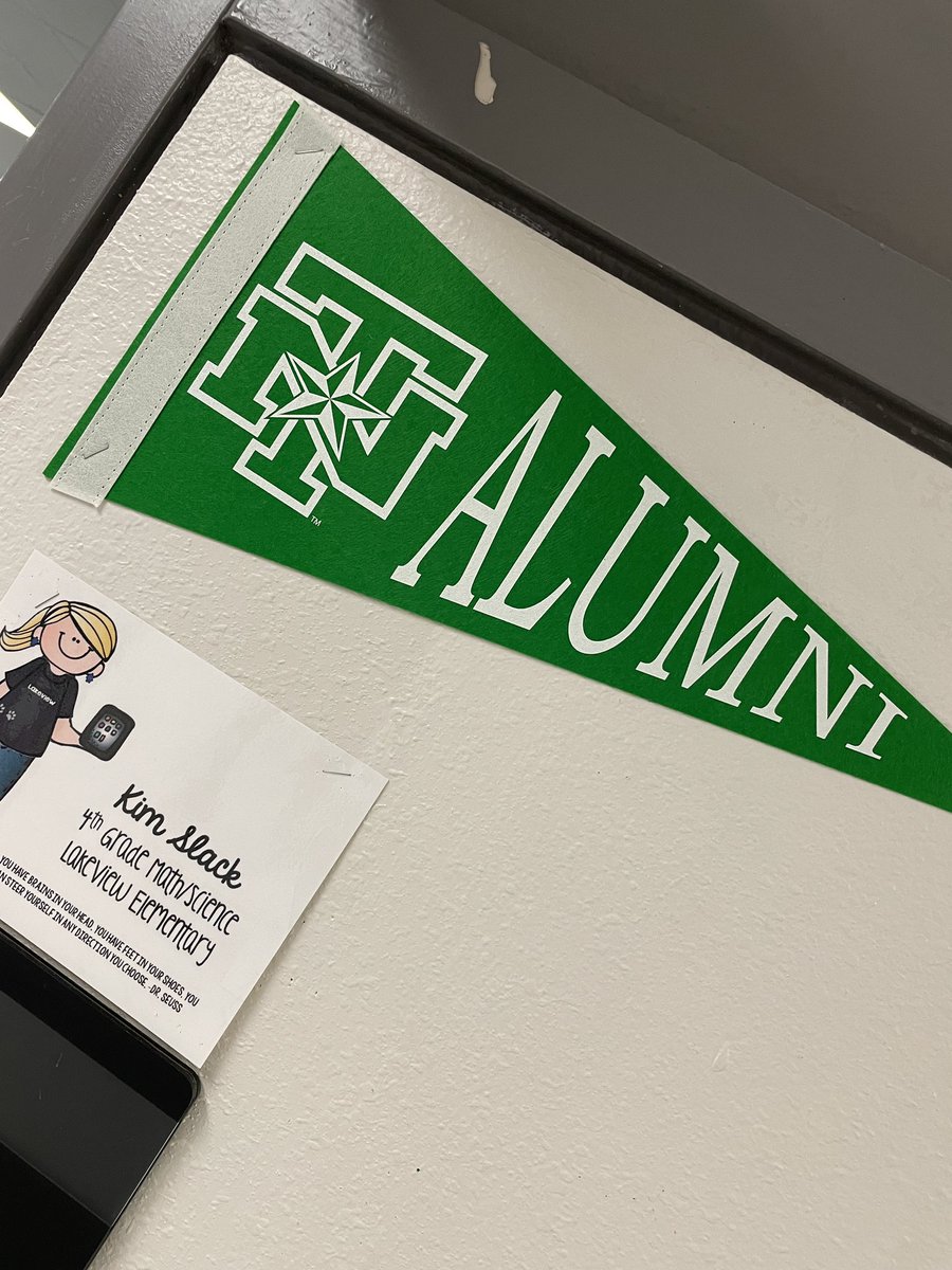 Thanks <a href="/UNTAlumniAssoc/">UNT Alumni Assoc.</a>… we all have our pennants hanging proudly at <a href="/LakeviewBobcats/">Lakeview Elementary - Official Page</a>!