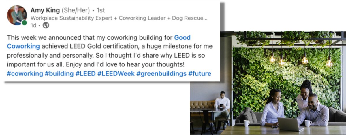 ICYMI: Seen on Social 👀 - Congrats to Good Coworking for achieving LEED status!  bit.ly/3SklC8y