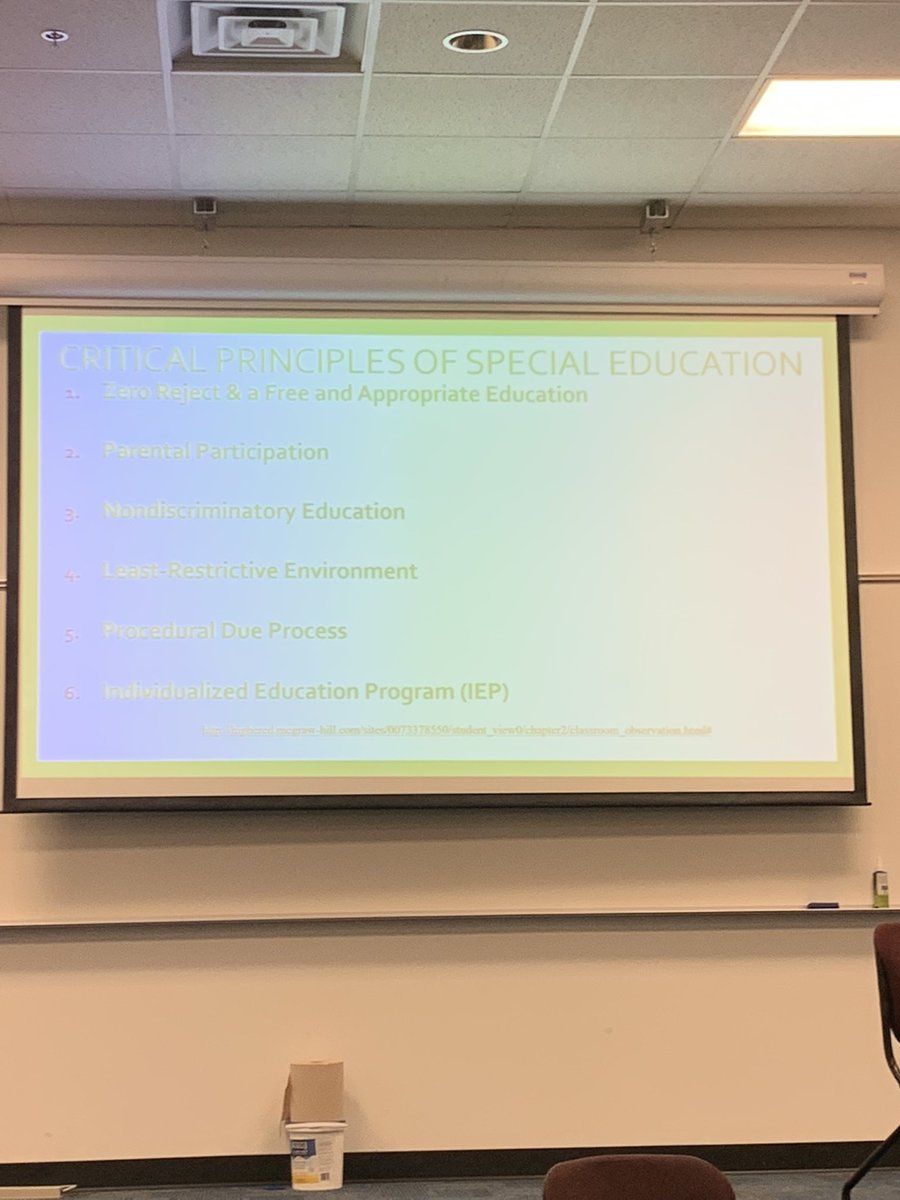 NickHogan6's tweet photo. Today in class we continued our discussion of the six cardinal principles of Special Education through the video we watched last class. These very important six principles help us as teachers organize and direct instruction in inclusive classrooms. #EDUC200 #01fa22 https://t.co/1tgzcXEOrC