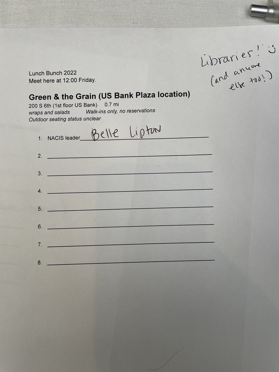 emma_slayton's tweet image. Are you a librarian at #nacis2022? Join our libraries lunch bunch tomorrow.