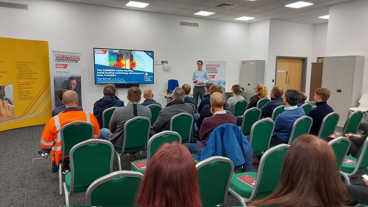 IMechE_SYA's tweet photo. We're off and away with our first post-pandemic face to face talk, tonight by Dr Tom Barrett of @UKAEAofficial, talking about their Chimera project. https://t.co/OVxeU1y5EP
