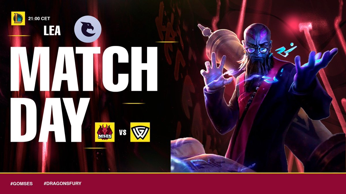 #Matchday | #LeagueOfLegends 

Los dragoncitos se juegan el seguir vivos en la lucha por los playoffs. Han estado entrenando muy duro y van a echar fuego en la grieta.
🐉🐉🐉🐉🐉

🏆 | <a href="/LEAmateur_/">LEA</a>
🆚 | <a href="/GadirWolves/">Gadir Wolves</a> 
📅 | Jornada 7
⏰ | 21:00h CET 
🔥🔥🐲

#GoMses #DragonsFury