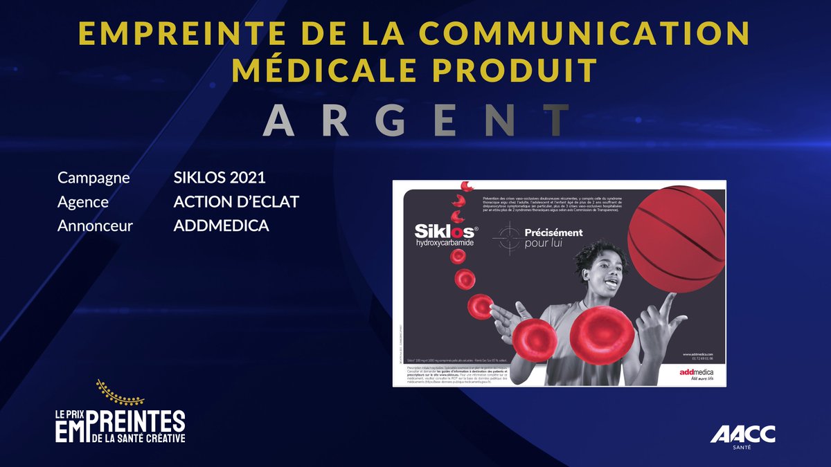 ⚪ Empreinte de la communication Médicale Produit : ARGENT pour « Siklos 2021 » Addmedica et <a href="/ActiondEclat/">Action d'éclat</a> #Empreintes2022
