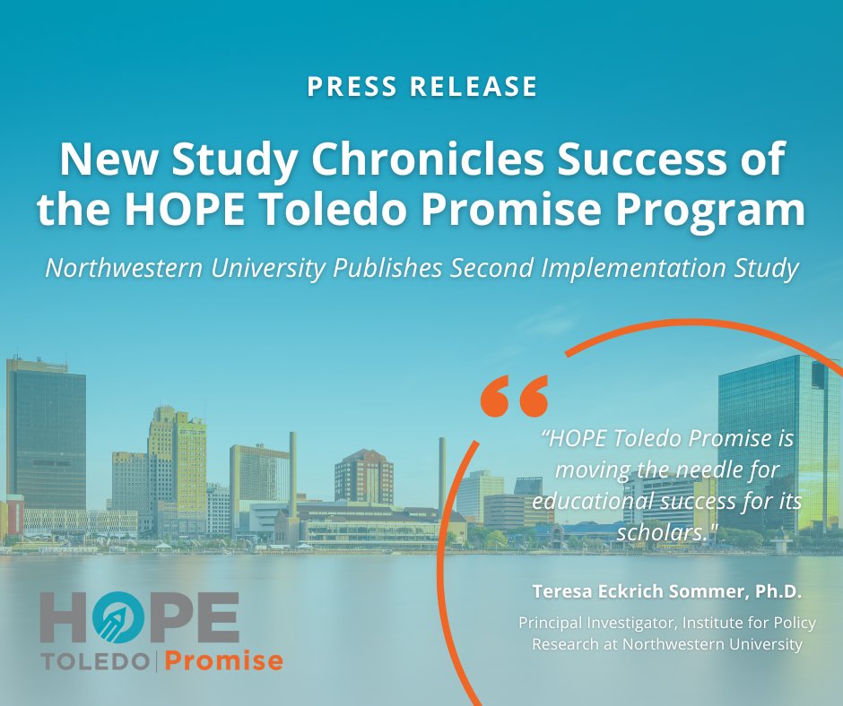 HopeTolPromise's tweet photo. HOPE Toledo is thrilled to share that a new study chronicles and further demonstrates the success of the HOPE Toledo Promise program, the first fully funded, two-generation scholarship program in the United States.
Learn more: https://t.co/2nhYCXj76i
#hopetoledo #toledoohio https://t.co/tv1flrG5ua