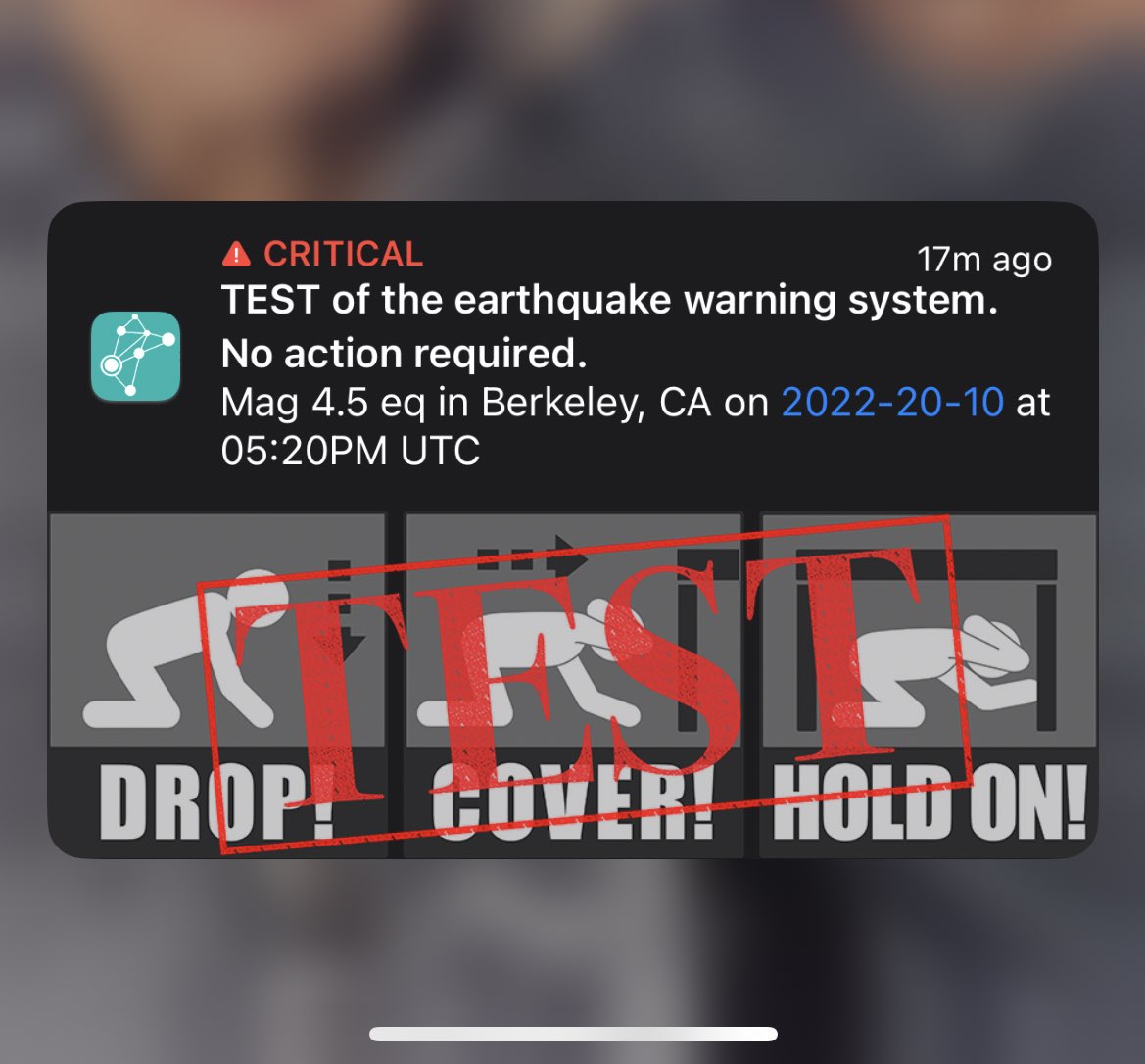 Today’s annual earthquake drill is a good reminder for everyone (looking at you California) to install MyShake, CA’s official early warning system myshake.berkeley.edu