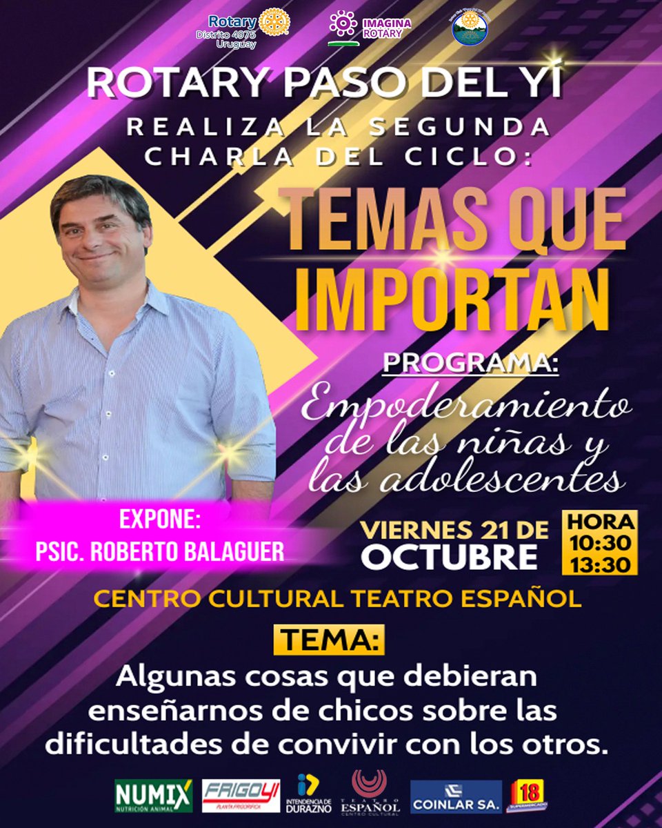 Continuando con nuestro ciclo de "Temas que importan", mañana viernes 21 estaremos compartiendo la exposición del Psicólogo Roberto Balaguer.
La buena convivencia en sociedad es el cimiento fundamental de la misma.