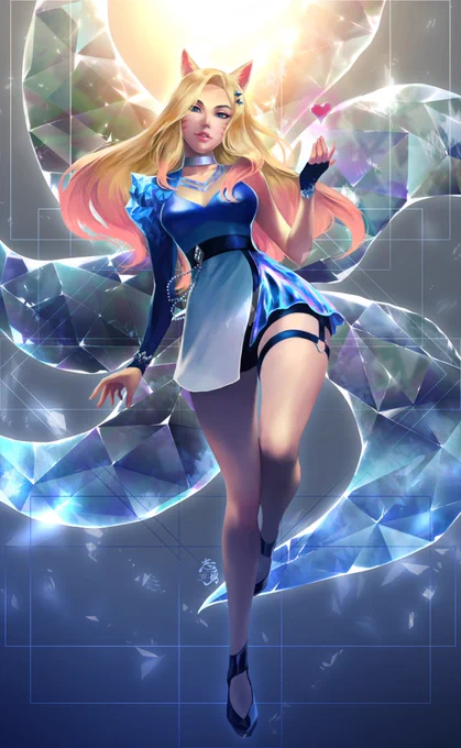 [K/DA]MORE-Ahri2年ぐらい放置してたラフ絵を今になって完成させたファンアート 